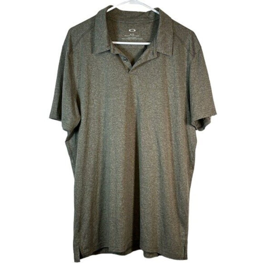 Oakley Vintage Brown/Gray Performance Logo Polo Golf Shirt XL EUC #0926-AZ